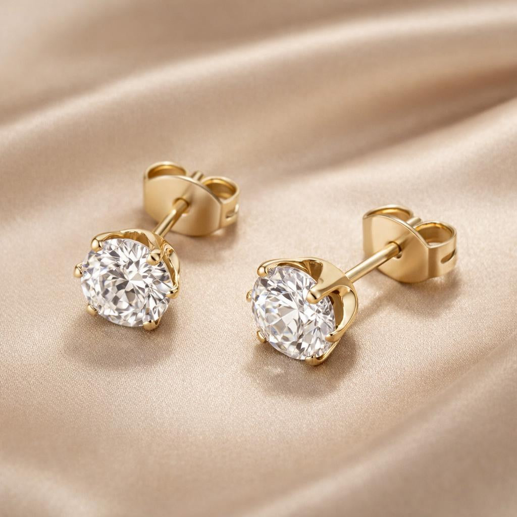 Zirconia Earrings with White Gold