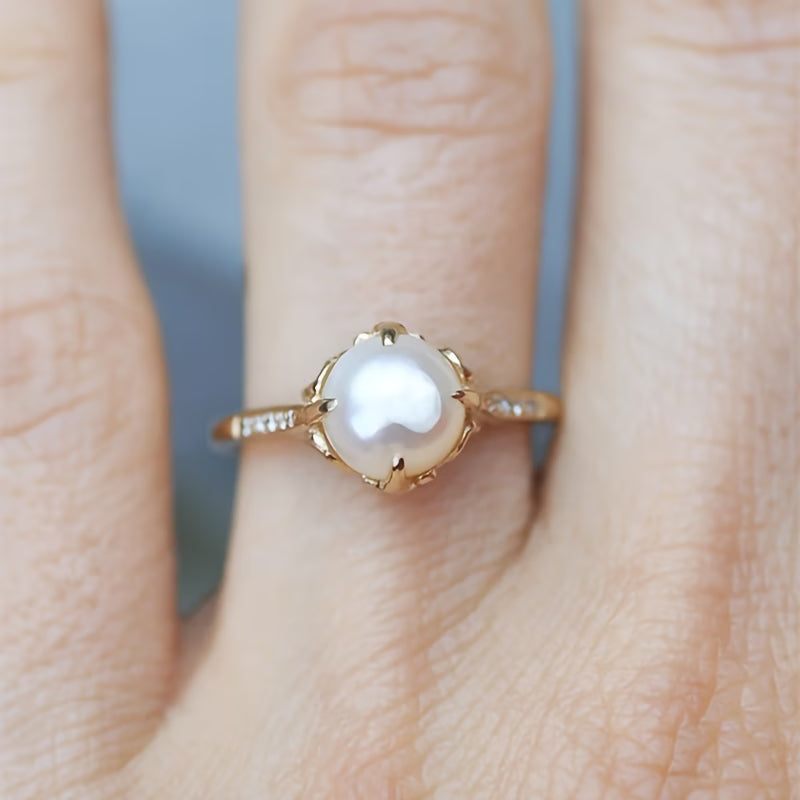 Slim Ring with Pearls and Crystals