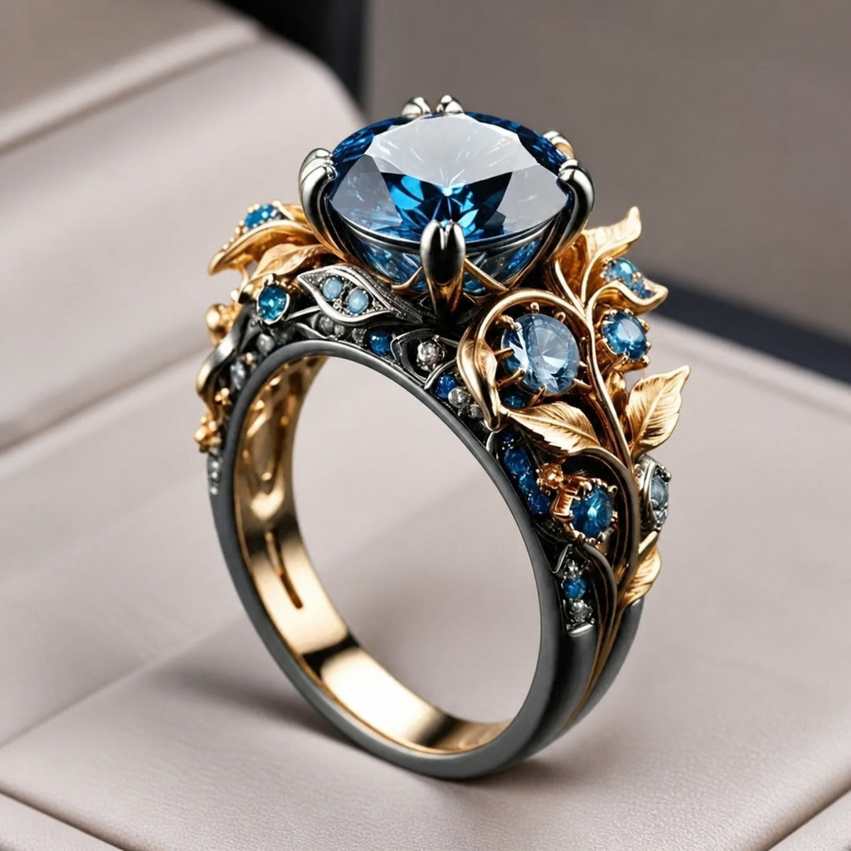 Crystal Flower Blooming Azure Ring