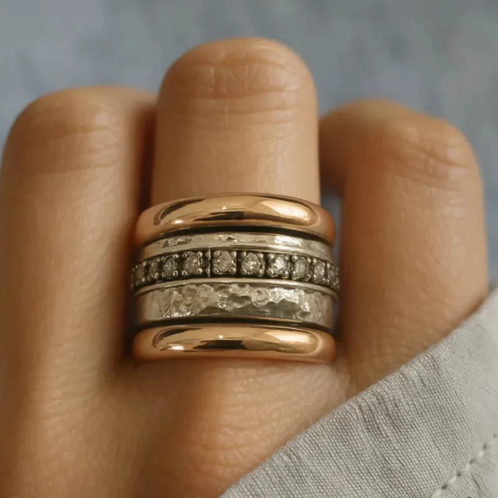 Bold Gold Silver Heritage Ring