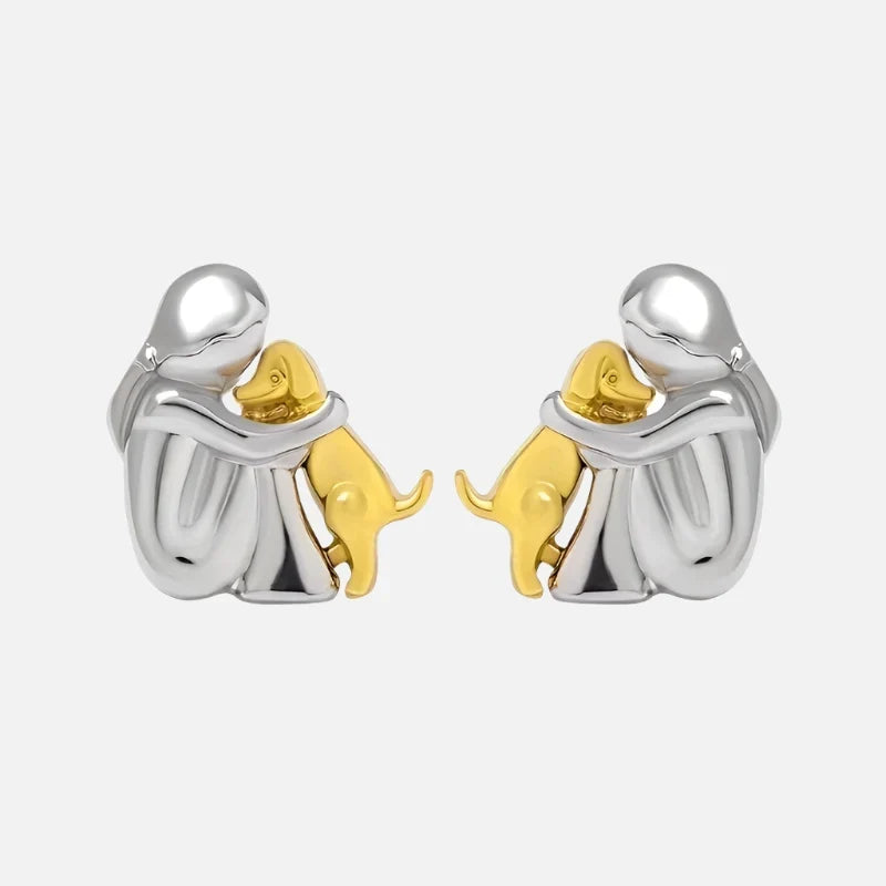 Silver and Gold Two-Tone Hug Earrings