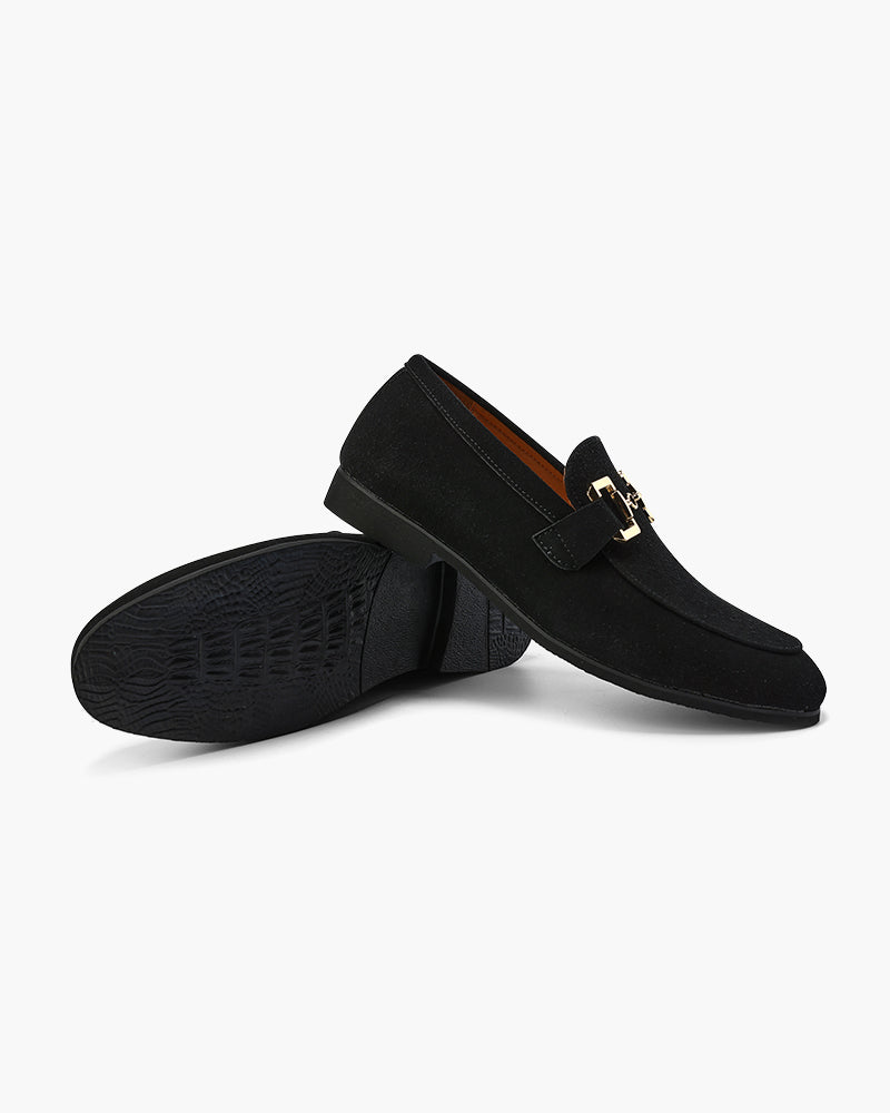 Elias | Men's suede slippers with elegant metallic detail