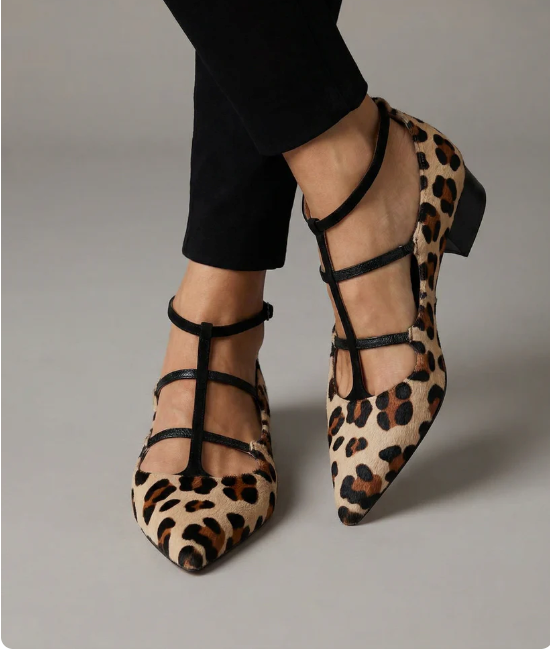 Franka | Heeled Shoes with Leopard Print Strap