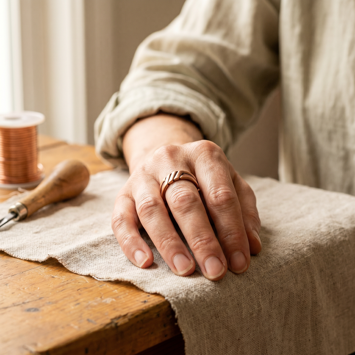 Calista Santorini Copper Ring with Tufa