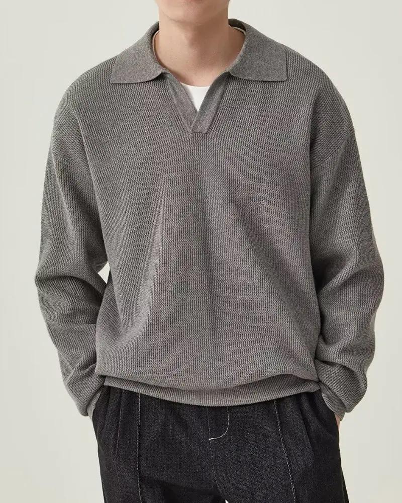 Polo Sweater from Woven Fabric