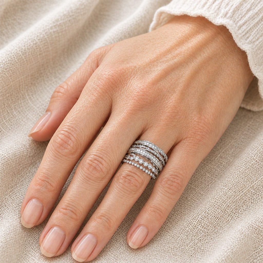 Zirconia Layered Statement Ring
