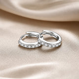 Minimalist Hoop Earrings in Crystal White Gold