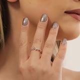 Butterfly-Shaped White Gold Ring with Crystals