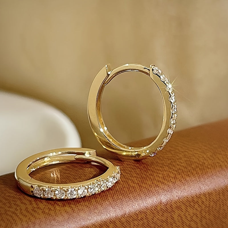 Minimalist Hoop Earrings in Crystal White Gold