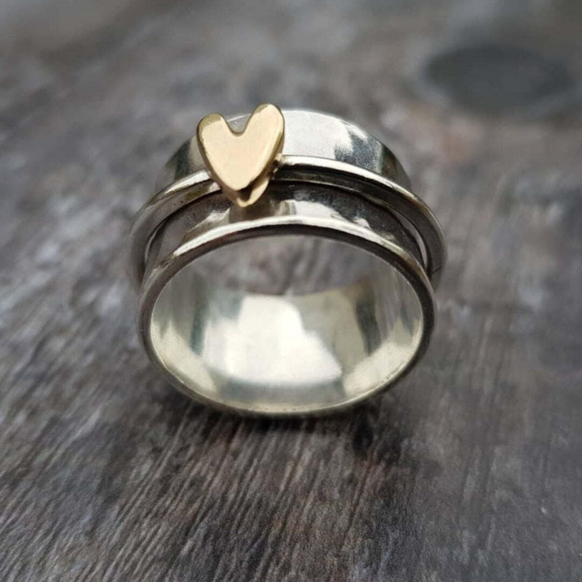 Rose of Hearts Vintage Silver Gold Ring