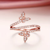 Ring with Butterflies and Zirconia Set in White Gold