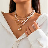 Set of Multi-Layer Necklaces with Modern Beads
