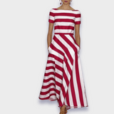 Janel - Long Striped Dress, Handmade