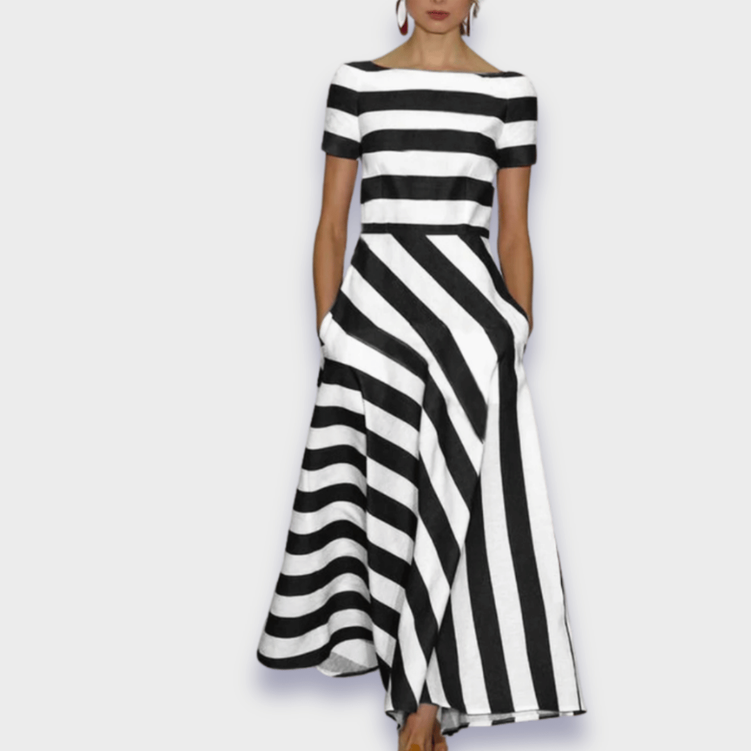 Janel - Long Striped Dress, Handmade