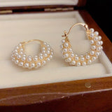 Hoop Earrings with Smooth Pearls