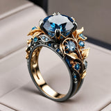 Crystal Flower Blooming Azure Ring