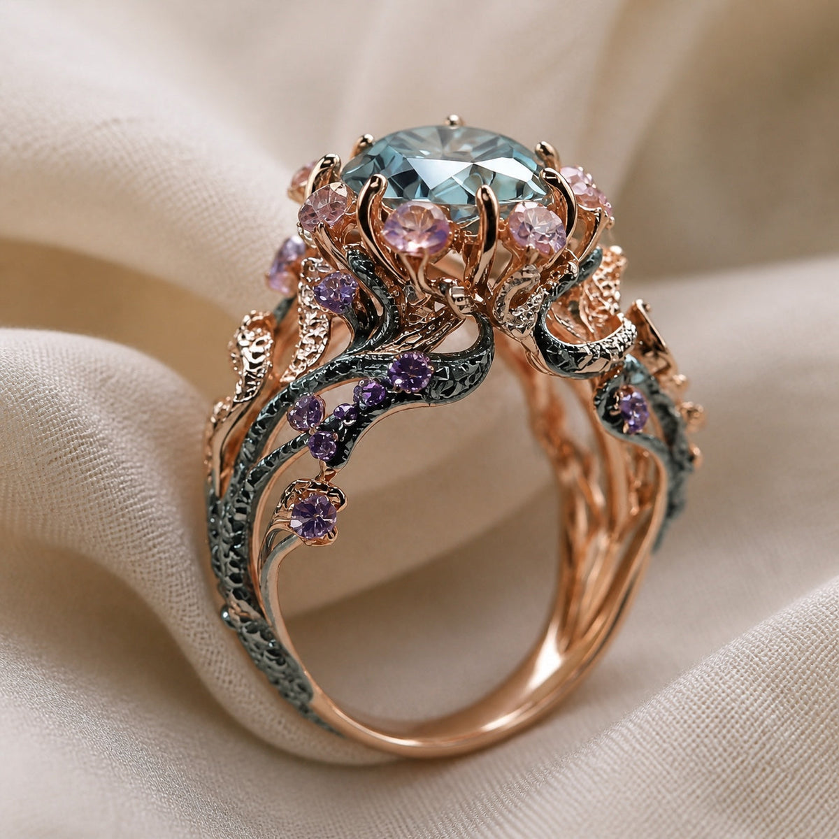 Silver Ring with Flowers