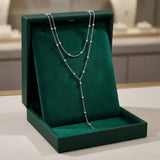 Gold Double Layer Long Necklace with Beads and Tassels