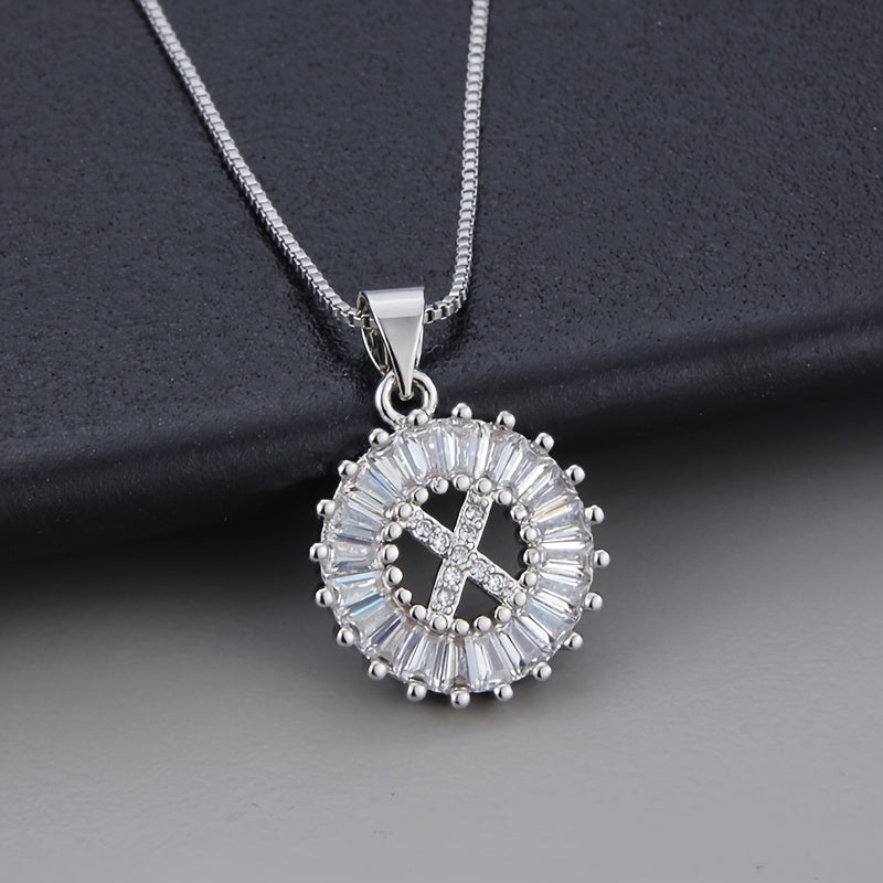 White Gold Necklace with Initial "Z" and Zirconia