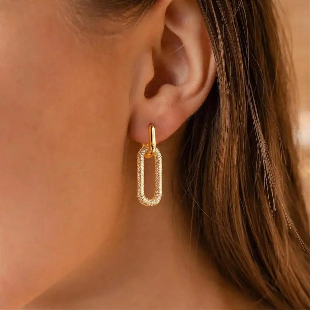 Retro Geometric Character Earrings with Rhinestones