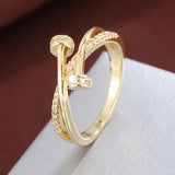 Crossover Design Ring in White Gold with Zirconia