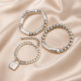 Collection of Pearl Bracelets in White Gold with Punk Style Closure