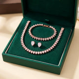 Wonderful Clear Round Cubic Zirconia Bridal Complete Set
