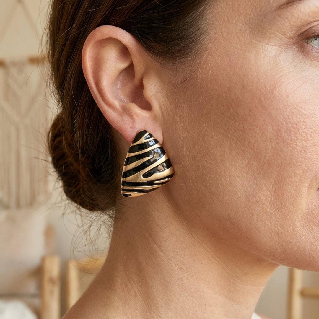 Zebra Triangle Earrings