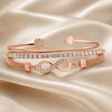 Bracelet Collection with Rhinestones in White Gold and Infinity Design