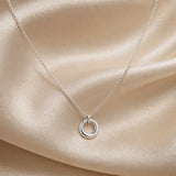 Necklace in White Gold with Geometric Circular Pendant