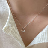 Necklace in White Gold with Geometric Circular Pendant