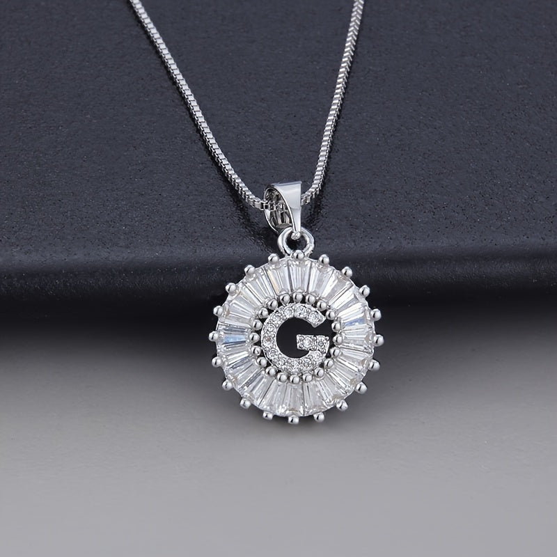 White Gold Necklace with Initial "Z" and Zirconia