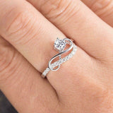 Infinity Wave Ring in Moissanite and White Gold