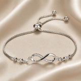 Adjustable Bracelet with Infinity Symbol in White Gold
