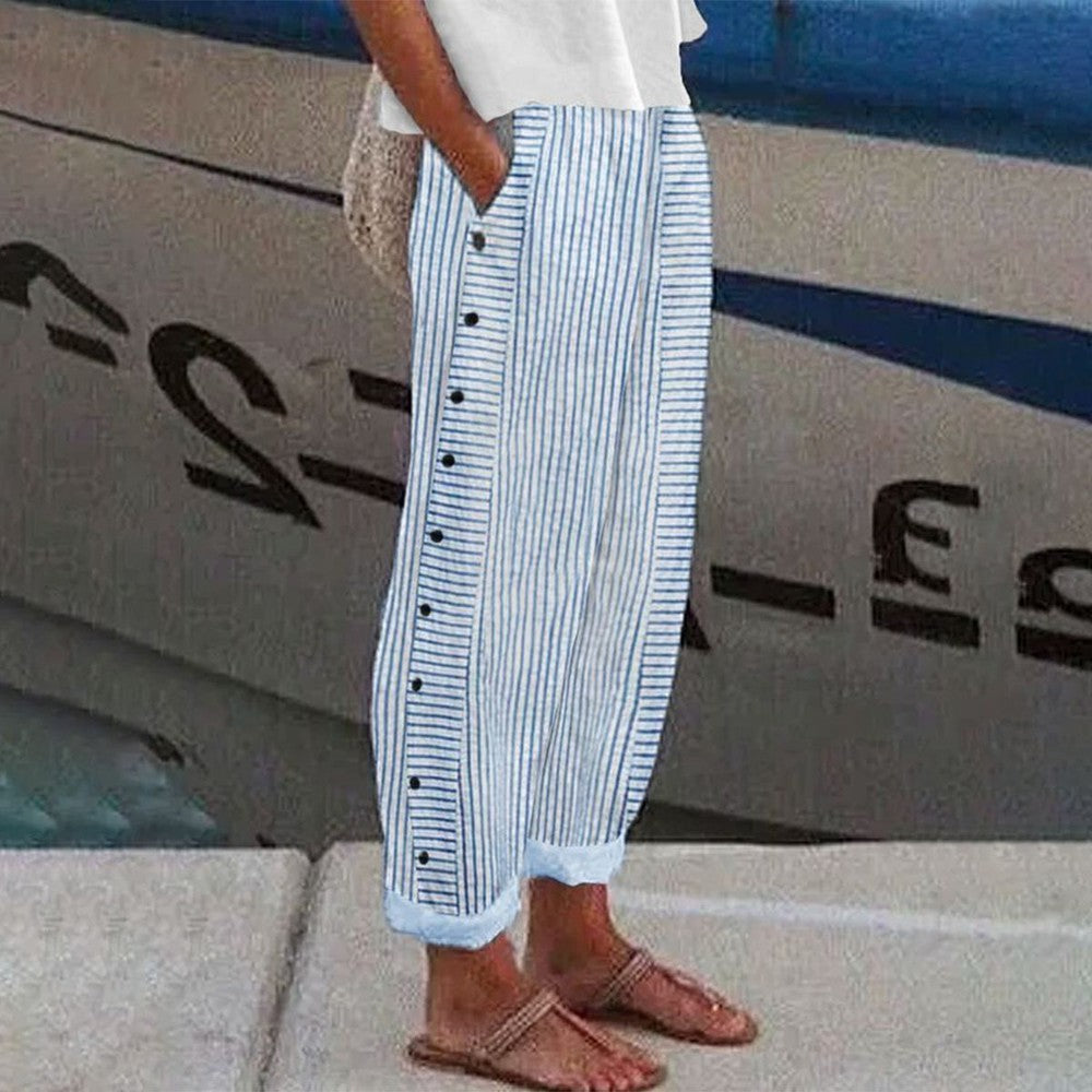 Jane | Striped Cotton Trousers