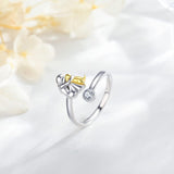 925 Sterling Silver Dog Ring with Zirconia – Adjustable & Handmade