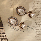Vintage Frame Drop Earrings with Pearls