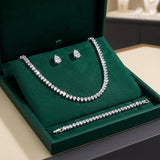 Wonderful Clear Round Cubic Zirconia Bridal Complete Set