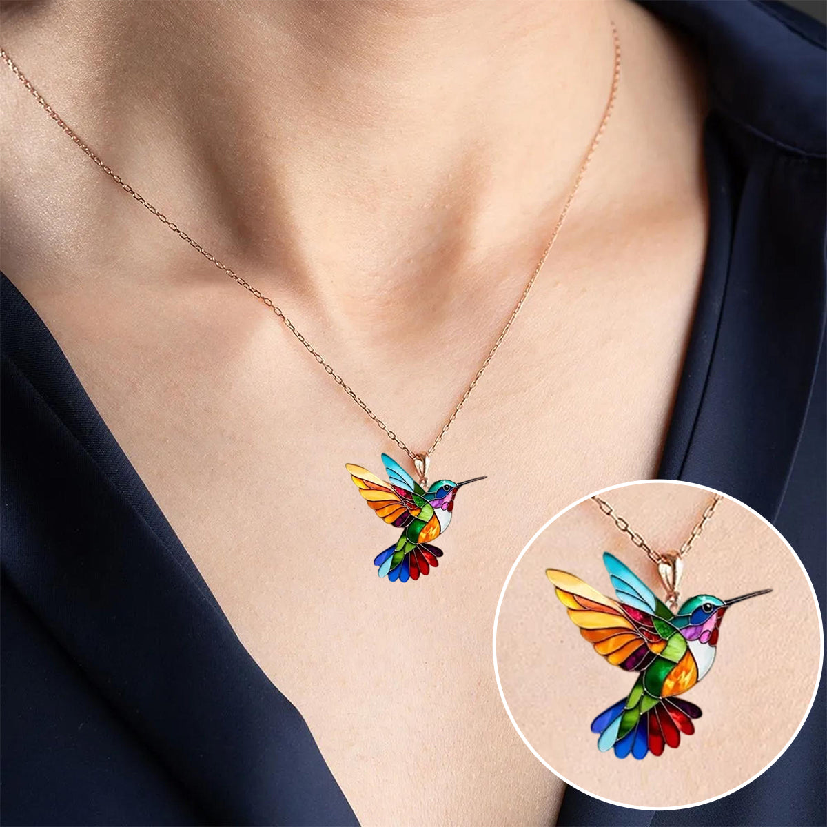Colourful Hummingbird Necklace