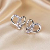 Geometric Earrings with Zirconium Stud and White Gold