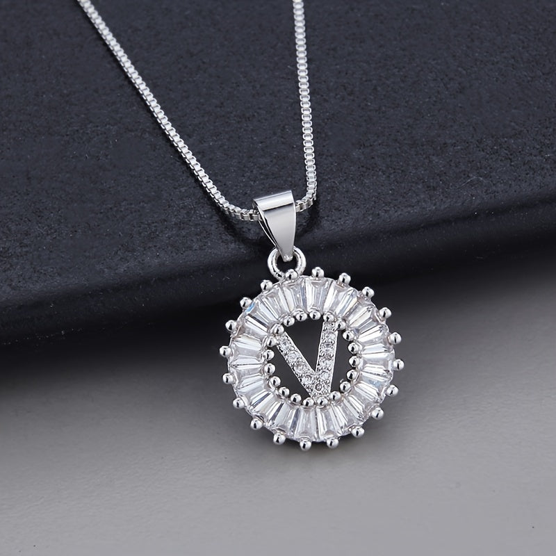 White Gold Necklace with Initial "Z" and Zirconia