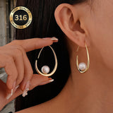 Earrings with Hanging Pearls
