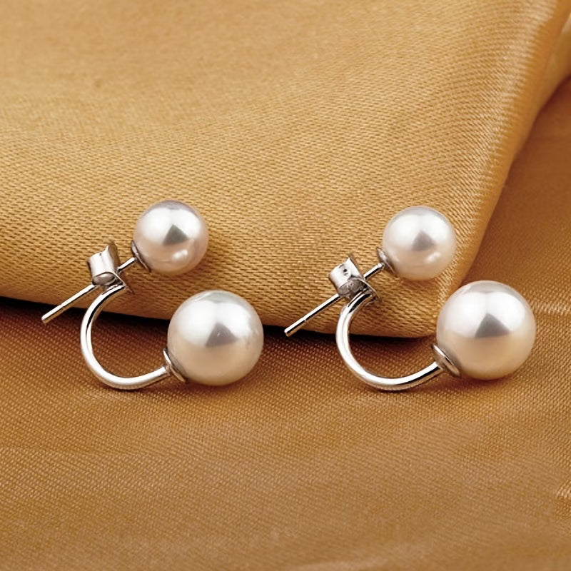 Statement Earrings with Double Pearls