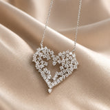 Necklace with Pendant in White Gold and Zircon Heart