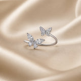 Ring in White Gold with Two Butterflies in Zirconia