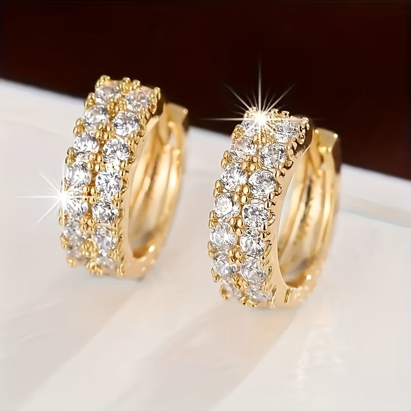 Vintage Circle Earrings in White Gold with Micro Zirconia