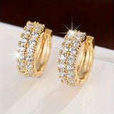 Vintage Circle Earrings in White Gold with Micro Zirconia