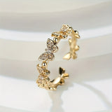 Butterfly-Shaped White Gold Ring with Crystals