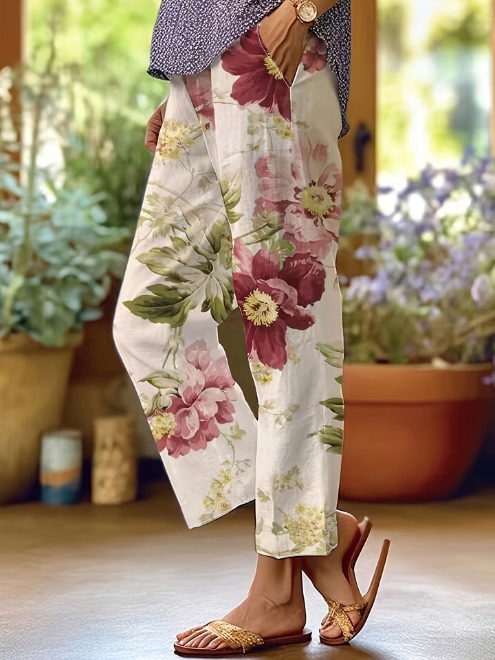 Zoe | Summer Trousers With Floral Pattern