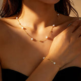 Jewellery Set with Fine Pearl Chain
